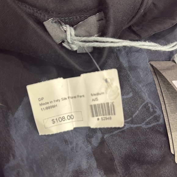 M Made In Italy Pant Wide Leg Silk Pull On Palazzo Sheer Floral NWT Size Medium - Picture 10 of 10